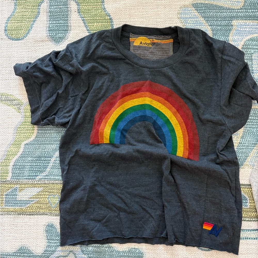 Aviator Nation Rainbow Tee - Charcoal